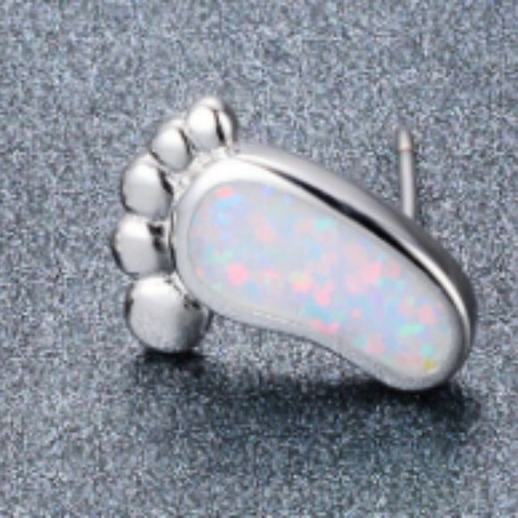 Silver Plated Feet Earrings - Picture 3 of 4